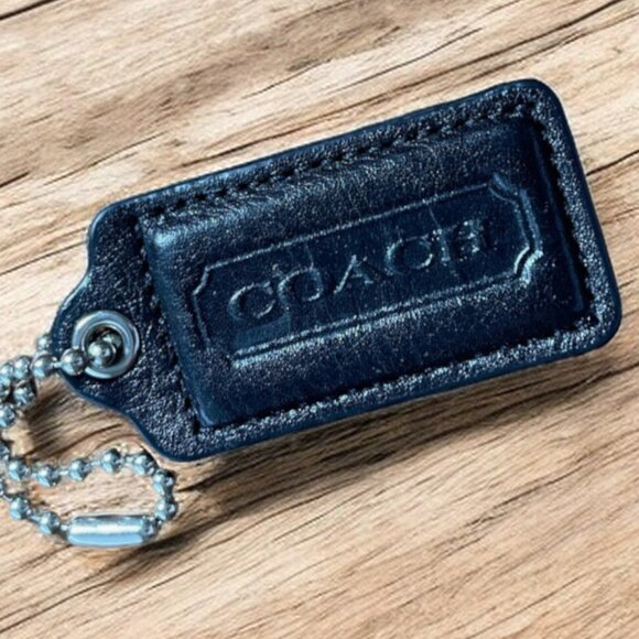 Coach Large Soft Black Textured Leather Key Fob Bag Charm - Picture 1 of 4